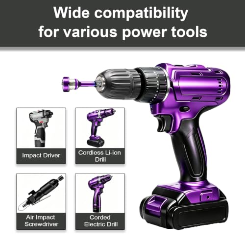 6pcs Drywall Screw Setter Set, 1/4" Hex Adjustable Depth Positioning Bits with Magnetic Bit Holder Extension Bar, Magnetic Positioning Screwdriver Bits, for Sheetrock and Plasterboard Screws (Purple) - color: Purple