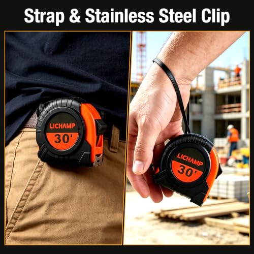 LICHAMP Tape Measure 30-Foot, 2 Pack Bulk Easy Read Measuring Tape Retractable Metric/Fractional, Measurement Tapes 29.5FT/9M by 1-Inch | Measurement Tapes, 29.5FT/9M, 1-Inch