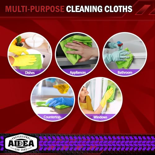 AIDEA Microfiber Cleaning Cloth-20PK, Microfiber Towels for Cars, 12"×12" - color: Green, size: 20PK