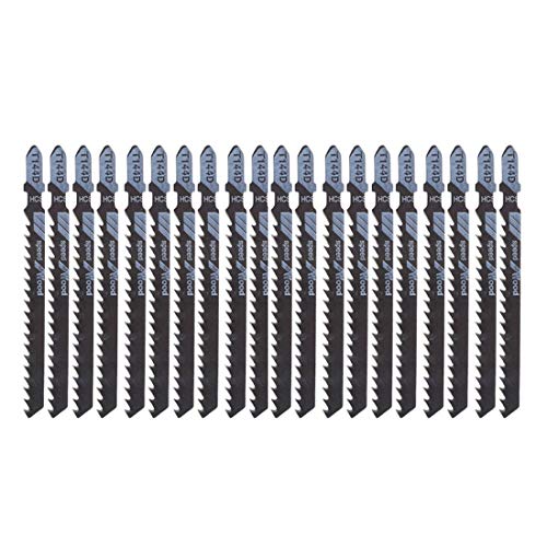 20Pcs T144D 6 TPI Speed T-Shank Jig Saw Blades for Cutting Metal, Wood, PVC, and Plastic, 4 Inch - size: T144D