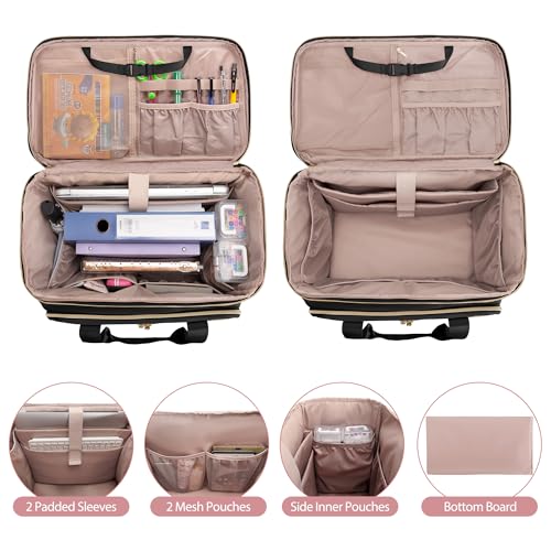 Rolling Teacher Bag with Wheels, Teacher Tote Bag Fits 15.6" Laptop - color: Black