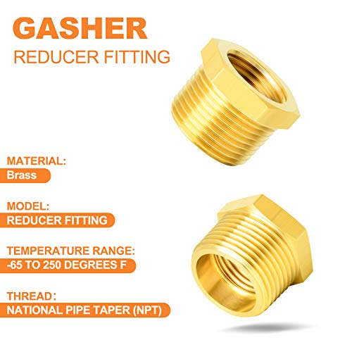 GASHER 12PCS Brass Hex Bushing Fitting Kit Hex Bushing 1/4" - 1/8", 3/8" - 1/8", 3/8" - 1/4", 1/2" - 1/4", 1/2" - 3/8", 3/4" - 1/2" - style: Hex Bushing Kit（12Pcs）