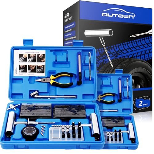 AUTOWN Flat Tire Repair Kit 68pcs 2-Pack, Tire Plug Kit to Fix Punctures - size: 68pcs 2-Pack