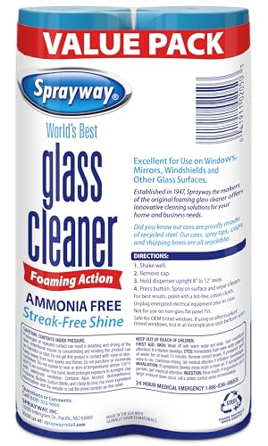Sprayway Glass Cleaner Foaming Aerosol Spray, 19oz, Pack of 2 | Ammonia-Free, Streakless, Fast-Acting | Cleans & Polishes Glass Surfaces | Fresh Scent, Removes Fingerprints, Dust, Dirt, Smoke Film