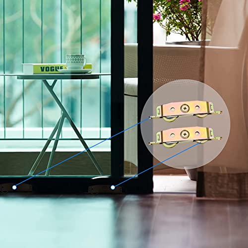 Huazu Heavy-Duty Sliding Door Rollers - 1-1/4" Steel Ball Bearing, Adjustable Sides, 2-Piece Set with Screen Door Roller Assembly for Courtyard Doors