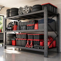 67" W Heavy Duty Garage Shelving, 6000 LBS Metal Storage Shelves with Anti-Fall Rails, 3-Tier Adjustable Storage Rack for Garage, Warehouse, Basement