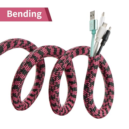 Cable Sleeve 1 Inch x 50FT Self-Wrapping Wire Loom - color: Black pink, size: 1"-50ft