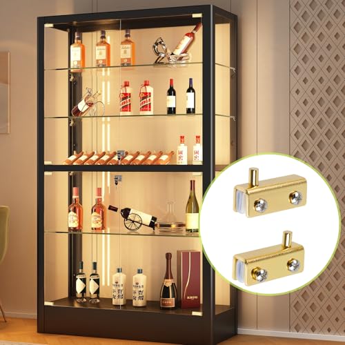 Glass Door Pivot Hinge Glass Door Magnetic Catch with Clamp Set - color: Gold