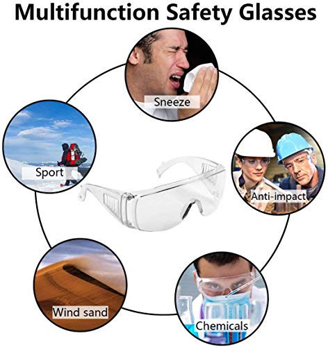 Cindy's Tape Safety Anti Fog Goggles 3-Pack - Over Eyeglasses, Dust/Chemical Splash Proof | ANSI Z87.1 Certified Wrap-Around Eye Protection for Lab, nurse, Construction