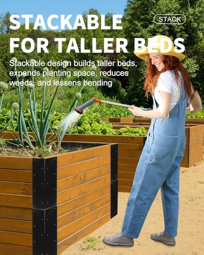 8 Pcs Raised Garden Bed Corner Brackets for 12"-24" Wood Planter Box - size: 11 x 3 x 3 inches