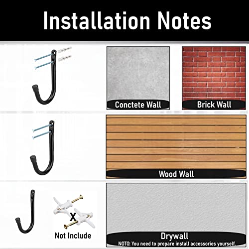 Heavy Duty Garage Storage Hooks, 3.4Inch J Utility Garage Wall Hooks for Hanging, 8 Pack Wall Mounted Hanging Hooks - size: 5.6 Inch x 3.4 Inch