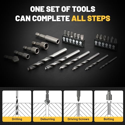 TOLESA 35pcs Drill Bit Set, Titanium Coated, HSS Twist Driver Bit Set
