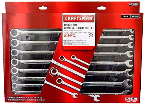 Craftsman 20 pc Combination Ratcheting Wrench Set Metric MM & Standard SAE