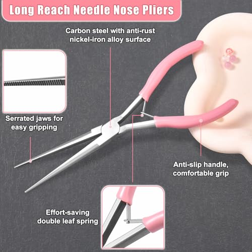 Long Reach Needle Nose Pliers 7" Slim Micro Extra Long Needle Nose Plier Serrated Jaw Precision Fine Tip for Jewelry Making, Bending Wire, Small Object Gripping, Fishing, Work in Tight Spaces - style: Extra Long Needle Nose Pliers Serrated Jaws