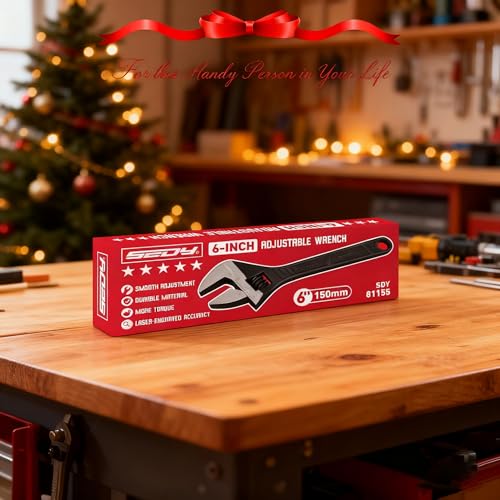 SEDY 6-Inch Adjustable Wrench, Black Oxide Finish Wide Jaw Spanner with Inch/Metric Scale, Premium Drop Forged Steel for Automotive Plumbing and Household Repairs - size: 6 Inch