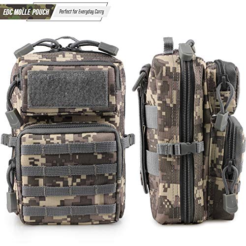 LIVANS Tactical Molle Utility Pouch, EDC Tool Pouch, Small Admin Pouch - color: CamoGray