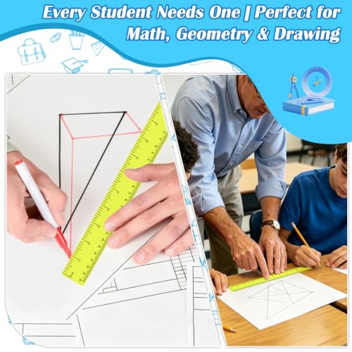 36 Pack 12" Clear Yellow Plastic Rulers, Back to School Measuring Supplies - color: Yellow