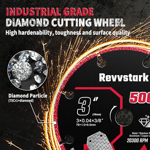 3 Inch Cut Off Wheel Diamond Cutting Wheel for Metal 3/8" Arbor | Angle Grinder Cutting Disc, Cut Off Wheel 3 Inch for Metal with 5000+ Cuts on Rebar, Steel, Iron and INOX - style: 3"x3/8in.