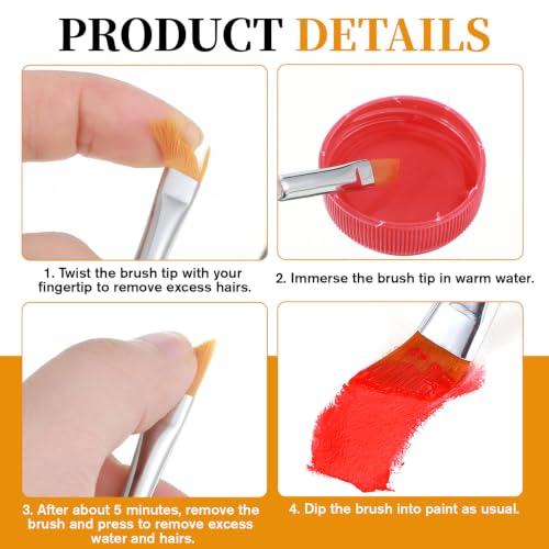 6PCS Small Angled Paint Brushes for Craft Detail Trim, 6 Sizes Flat Angular