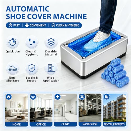 Wesiti 2 Pack Automatic Shoe Cover Dispenser with 200 Covers, Silver