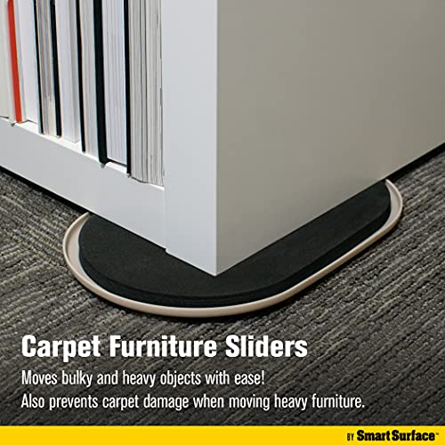 Smart Surface 8290 Large XL Reusable Oval Carpet Furniture Sliders 9-1/2" x 5-3/4" 4-Pack in Resealable Bag