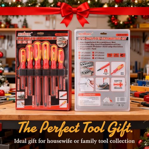 HORUSDY 6-Piece 1000V Insulated Precision Screwdriver Set, Magnetic Tip CR-V Electrician Tools with Cushion Grip TPR Handle for Electrical Applications - style: 6-Piece 1000v Insulated Screwdriver Set
