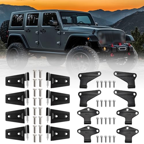 16PCS Body Door Hinge Sets Compatible with 2007-2018 Wrangl-er JK JKU Unlimited Inside & Outside Door Hinges - size: 4 Door Outside and Interior Hinges
