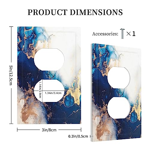 Art Marble Abstract 1 Gang Duplex Device Wall Plate Cover Outlet Light Switch Cover Blue And Gold Fluid Electrical Faceplate Switchplate for Bedroom Bathroom - color: Blue And Gold Fluid Art Marble Abstract, size: 1 Gang Duplex Wall Plate