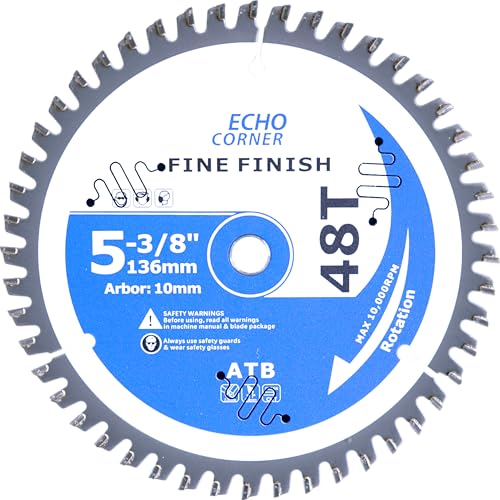 5-3/8" (10mm Arbor) Fine Finish Wood Cutting Circular Saw Blade, 48-Tooth - style: WOOD 10mm-Arbor
