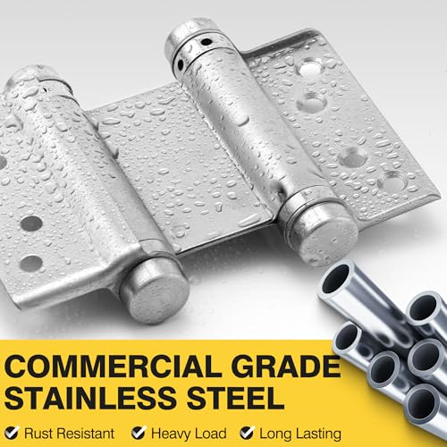 KOLET Double Action Door Hinges, 3 Inches, Brushed Nickel, 4 Pack - color: Silver, size: 3 Inch