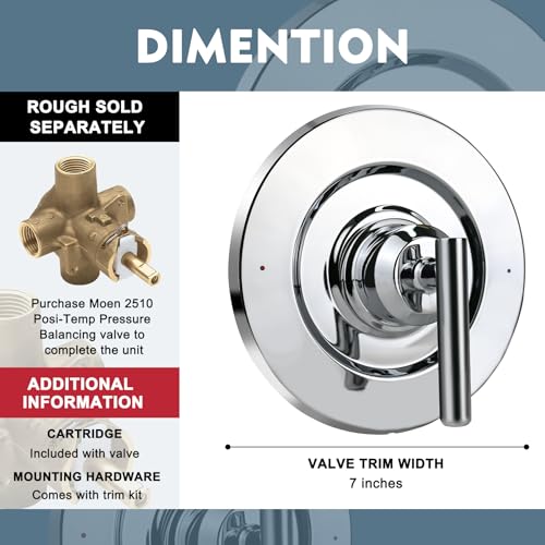 Replacement for Moen T2901 Gibson Posi-Temp Valve Trim Kit, Posi-Temp, Metal Body, Thermostatic Mixing Valve, Shower Trim Kit, Requires 2510 valve, 1-Year Warranty - color: Chrome