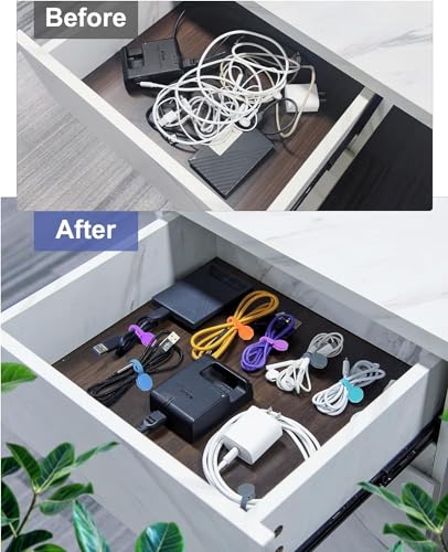 12 PCS Silicone Magnetic Cable Ties, Reusable cord Organizer clips - size: 12-PCS