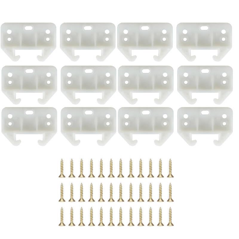 Drawer Slide Guides Bottom Mount, 12 Pack Plastic Drawer Track Rail Brackets with Mounting Screws for Dresser, Cabinet, Closet, and More