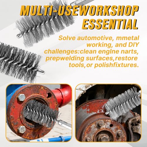 16 Pcs Wire Brush Set for Drills, Stainless Steel and Brass Bore Cleaning Brushes with 1/4" Hex Shank, Compatible with Power Drills, Grinders, and Impact Drivers (8-25mm) - color: Silver