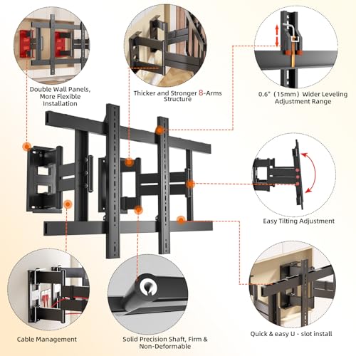 Corner TV Wall Mount for 55-150 inch TV, TV Bracket Hold 386 lbs - size: 55-150 inch