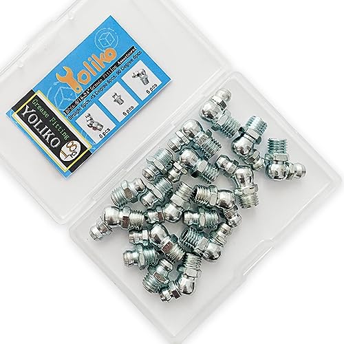 5/16"-24 18Pcs Grease Fitting Assortment Straight 45 90 Degree Grease Zerk Fittings, Galvanized Steel Grease Fittings and grease gun tips for Industrial/Agricultural Machinery Cars Ships ets - size: 5/16"-24 18Pcs