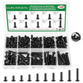 168 Pcs M4 Phillips Pan Head Machine Screws Kit for Switch Boxes | 10 Metric Sizes (M4 x 6mm to 30mm), Carbon Steel Black Screws for Wall Socket Outlets & Faceplates, Clear Label Storage Box - size: 168Pcs M4*6/8/10/12/14/16/18/20/25/30mm-Pan