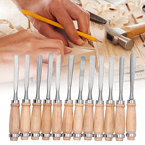 Wood Turning Chisel Set, 12Pcs x 8in/20cm HSS Blades