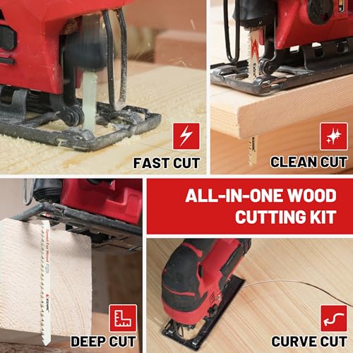 EZARC 36PCS Jigsaw Blades Set, Assorted T-Shank for Woodworking - size: Mix Pack-36PC