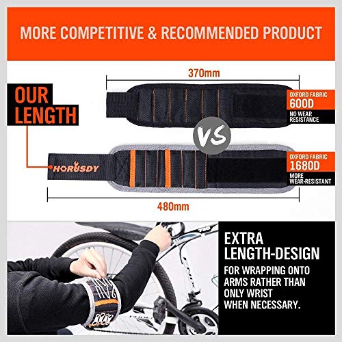 HORUSDY Magnetic Wristband, Stocking Stuffers, Gifts for Men, Premium Tool Belt for Holding Screws Nails Drill Bits with Powerful Magnets, Cool Gadgets, DIY, Valentine’s Day, for Dad - size: Magnetic Wristband & Magnet Stick