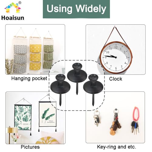 60 PCS Double Headed Picture Hanging Nails, Thumb Tacks for Wall Hanging Kit, Heavy Duty Push Pins, Frame Hangers Hooks, Renter Friendly Wall Decor Small Nails for Drywall Cork Board