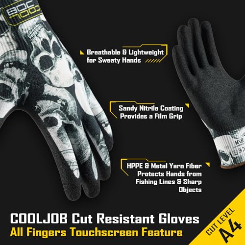 COOLJOB 2 Pairs A4 Cut Resistant Gloves, Grip Nitrile Rubber Coated Safety Work Gloves with Full Touchscreen Fingers - size: X-Large