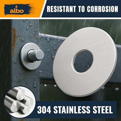 ALBO 100 Pcs 3/8" x 1-1/4" 304 Stainless Steel Fender Flat Washers - size: 3/8" x 1-1/4" - 100pcs
