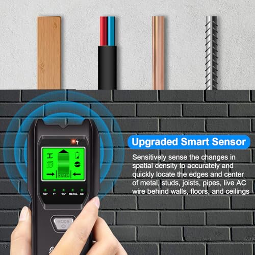Stud Finder Wall Scanner, 5 in 1 Multifunction Stud Locator with Upgraded Smart Sensor, HD LCD Display and Audio Alarm for The Center & Edge of Metal, Studs, AC Wire, and Pipe Detection (Charcoal) - color: Charcoal