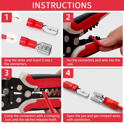 201PCS Wire Stripper Tool Kit,Self-Adjusting 8" Automatic Wire Stripping Tool for AWG 10-24, 3-in-1 Automatic Wire Stripper/Cutter/Crimper, Universal Wire strippers for Electrical Work