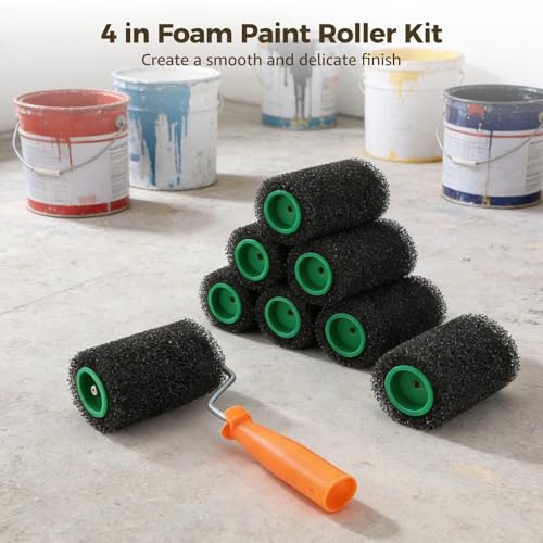10 Pcs 4 in Foam Paint Roller Kit, High Density Sponge Foam Roller