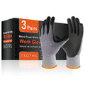 NEOTRIL Safety Work Gloves MicroFoam Nitrile Coated-3/6/12/36 Pairs,Breathable Nylon Working Gloves for Men Women - color: 3 Pairs/ Grey