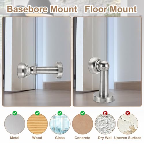 uxcell 6.7" Magnetic Door Stoppers, Wall Floor Mounted Magnetic Door Catch Holder, Stainless Steel Door Stops for Bedroom, Bathroom, Kitchen, Office, Silver - size: 6.7"