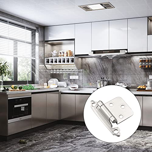 HOME MASTER HARDWARE Self Closing Overlay Cabinet Hinges 1/2" Variable Semi-Concealed Hinge for Kitchen Bathroom Hinges Flush Mount w/Cupboard Screws, Satin Nickel Finish 20 Pcs - color: Satin Nickel-20Pack, size: 1/2"Overlay