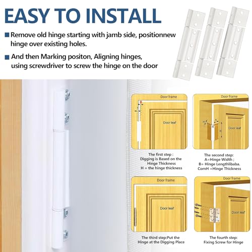 Replacement for Screen Doors Hinge fits for White Aluminum 1/8 in Larson Grooved Center Screen/Storm Door Hinge, Extruded Aluminum Door Hinge Kit Compatible with Most Screen Doors - White 3 Pack